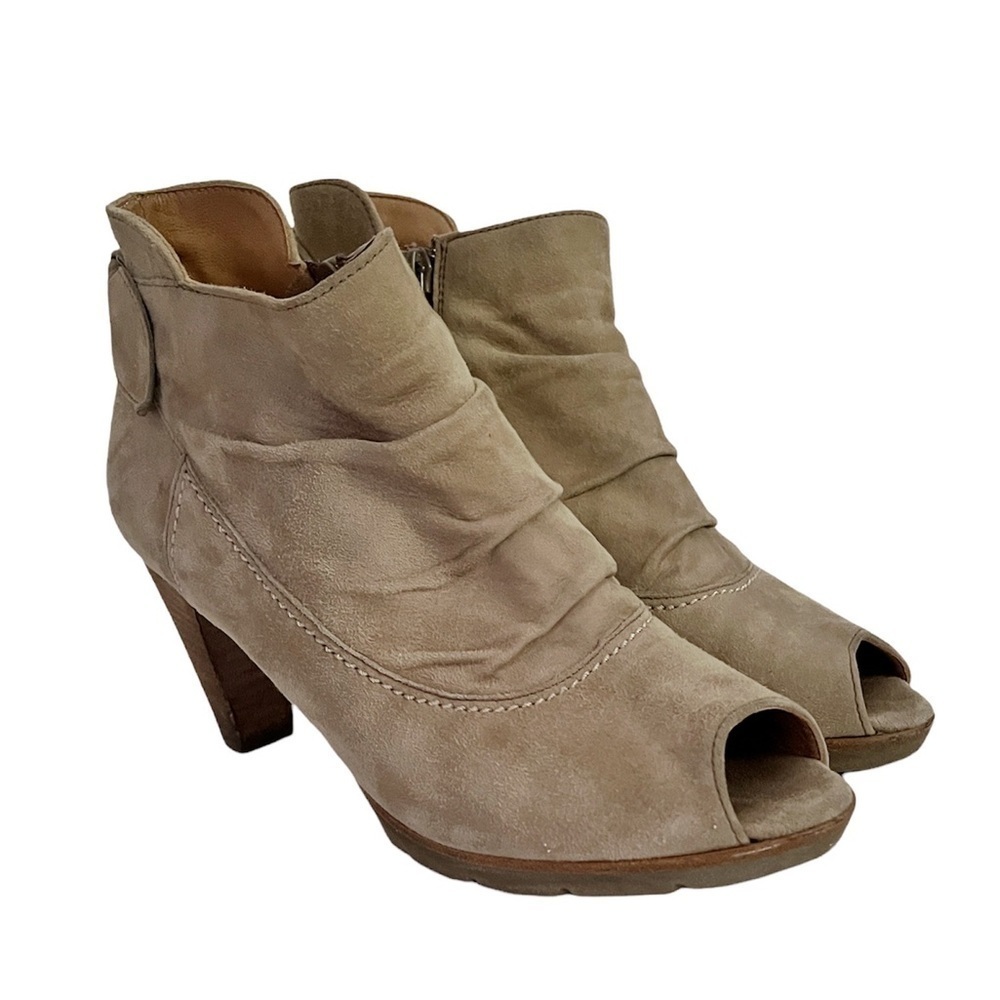 Paul Green Leather Peep Toe Heel Booties